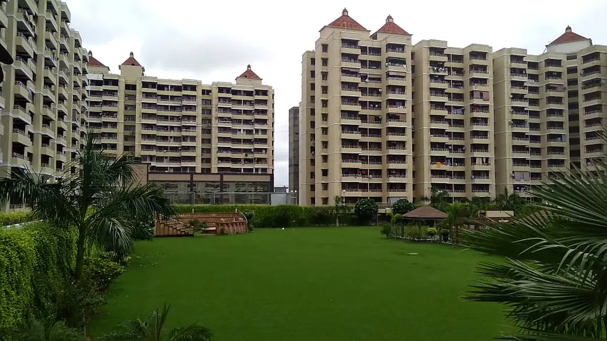 Towers around the central lawn at Ratan Orbit