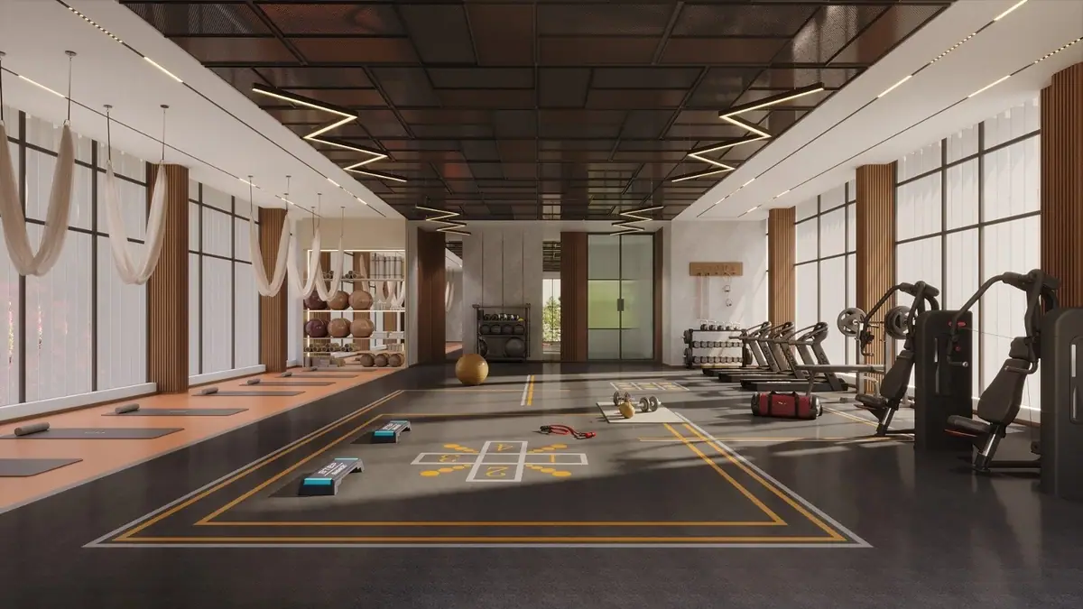 Gym and yoga studio inside the clubhouse